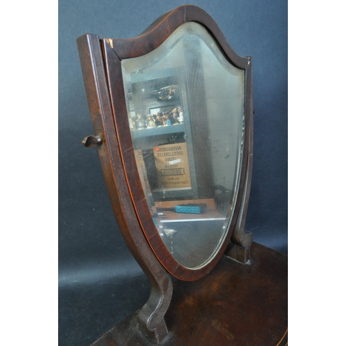 1427 - A 19th century mahogany and line inlaid ladies dressing table mirror and trinket drawers. The base w... 