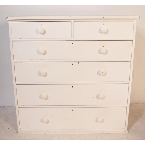 1432 - Victorian 19th century mahogany painted chest of drawers. Raised on plinth base with 2 short drawers... 