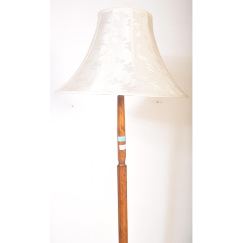 1438 - Early 20th century mahogany floor standard lamp - standing lamp. Circular base with tall turned colu... 