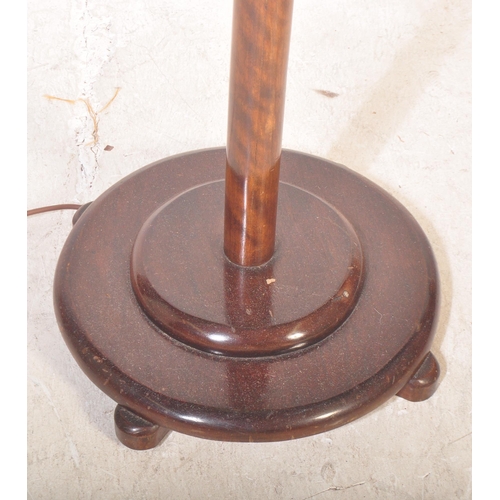 1438 - Early 20th century mahogany floor standard lamp - standing lamp. Circular base with tall turned colu... 