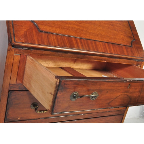 1452 - A 20th century Queen Anne revival mahogany bureau desk being raised on cabriole legs with claw & bal... 