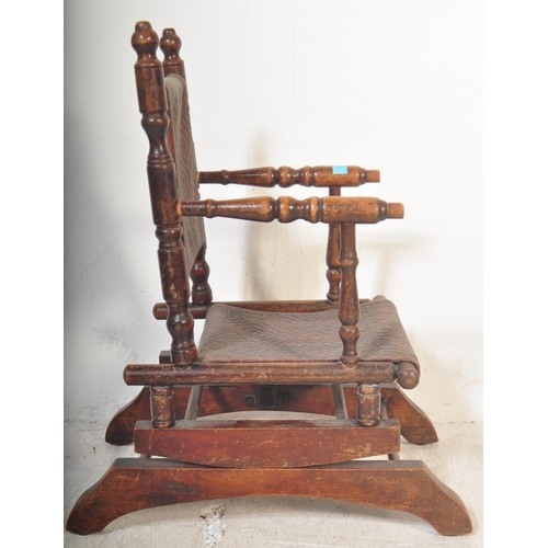 1459 - 19th Victorian mahogany Mahogany children's American Boston rocking chair / armchair. Raised on spru... 