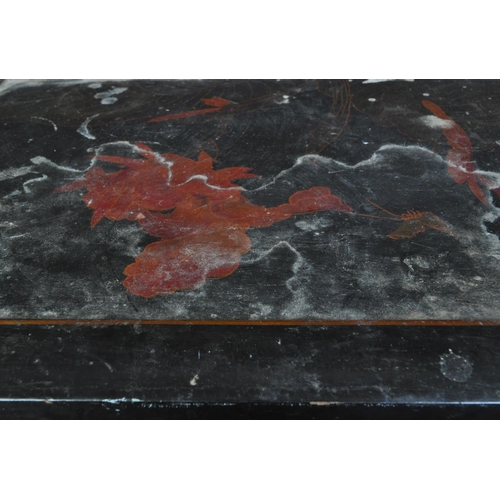 1460 - A 19th century large Chinese / Japanese chinoiserie  large lacquered box with decorative red and gil... 