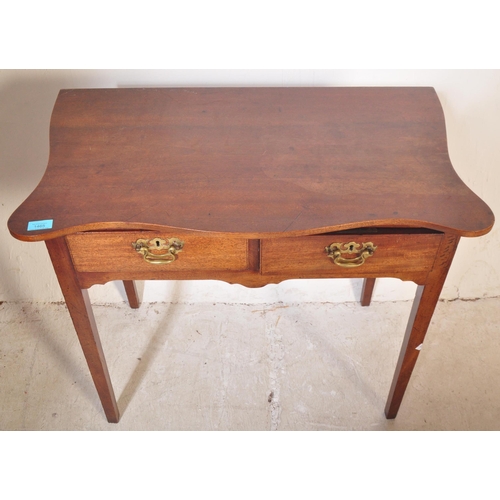 1465 - 19th Century George III mahogany serpentine top writing table desk. Raised on squared legs with fitt... 