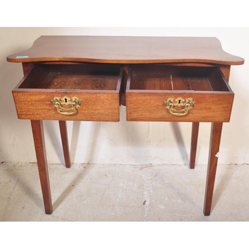 1465 - 19th Century George III mahogany serpentine top writing table desk. Raised on squared legs with fitt... 