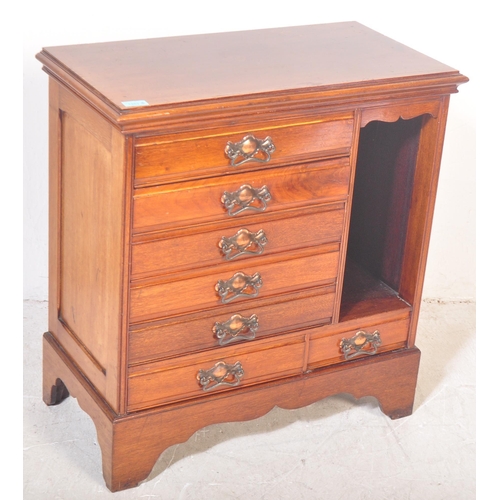 1483 - An early 20th century Edwardian mahogany music / filing cabinet having flared chamfered top over a s... 