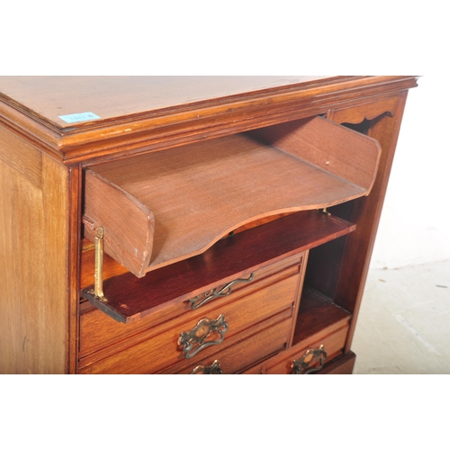 1483 - An early 20th century Edwardian mahogany music / filing cabinet having flared chamfered top over a s... 