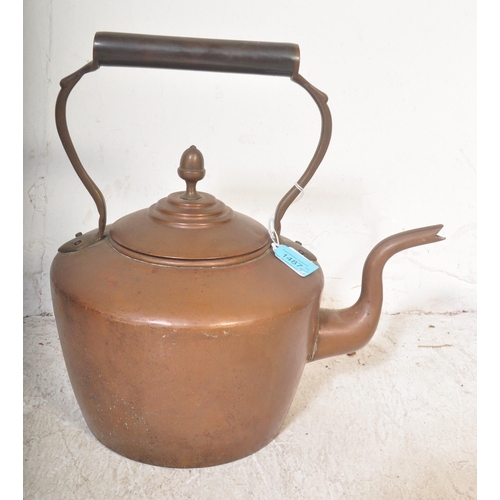 1487 - Two Victorian 19th century copper teapots to include a keyhole bottom copper kettle together with a ... 