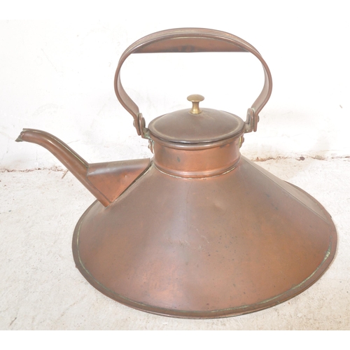 1487 - Two Victorian 19th century copper teapots to include a keyhole bottom copper kettle together with a ... 