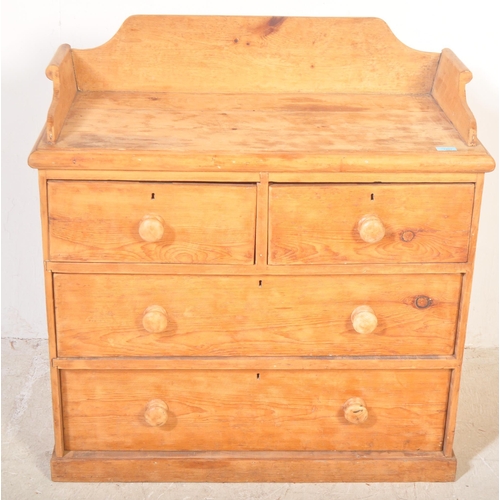 1497 - Victorian 19th century pine chest of drawers. The chest on turned legs with bank of three drawers ha... 