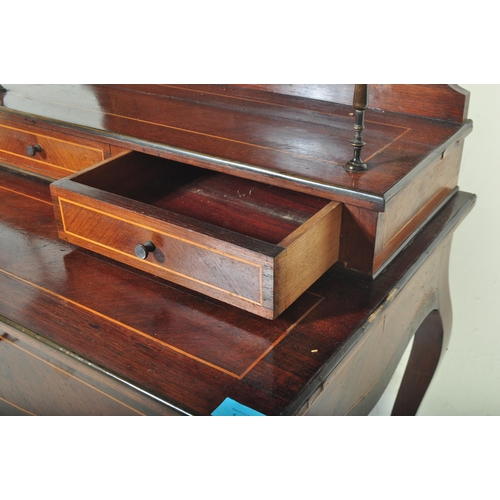 1499 - A 19th century French inlaid bonheur du jour ladies writing desk. The desk having domed gallery back... 