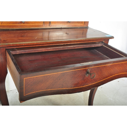 1499 - A 19th century French inlaid bonheur du jour ladies writing desk. The desk having domed gallery back... 