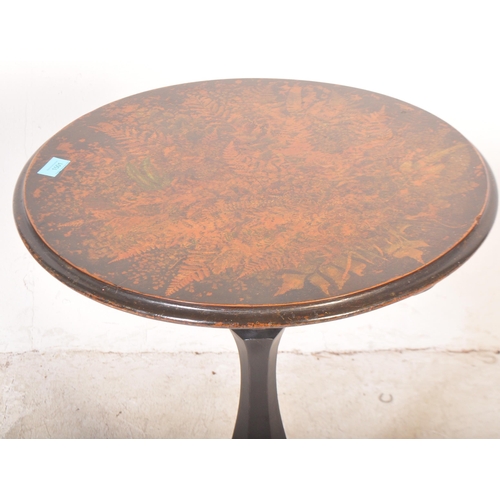 1501 - A 19th century tilt top side table having table top with stained frottage effect of ferns and leaves... 