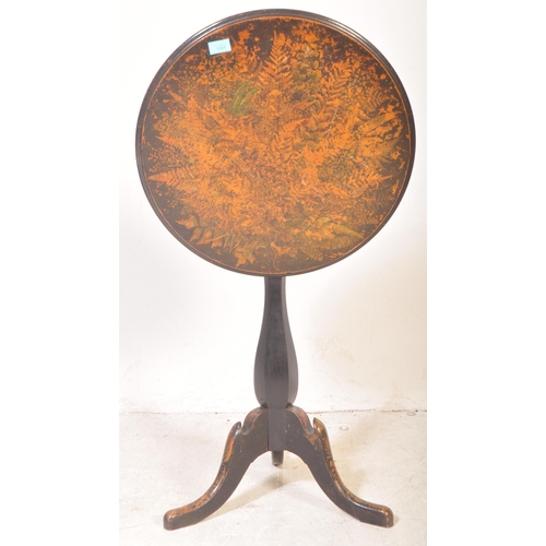 1501 - A 19th century tilt top side table having table top with stained frottage effect of ferns and leaves... 