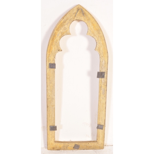 1511 - A 20th century composite stone Gothic style window frame of arched form with trefoil type inner fram... 