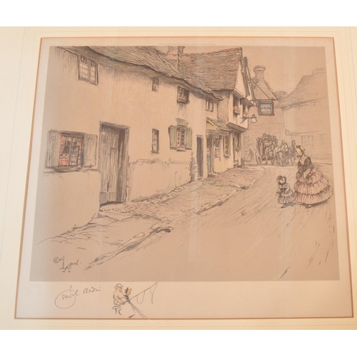 1516 - Cecil Aldin, (1870-1935) A framed and glazed etching of an English public house and street scene. Si... 