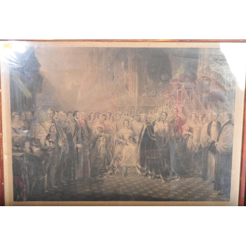 1517 - After Edmund Thomas Parris - A large 19th century Victorian engraving depiction The Coronation of Qu... 