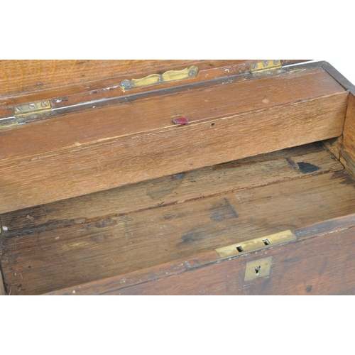 1537 - A 19th Century mahogany and brass table top writing slope / box. Of rectangular form with a personal... 