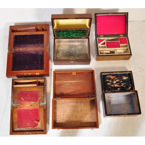 1540 - A collection of 19th century Victorian and early 20th century wooden writing slope boxes. To include... 