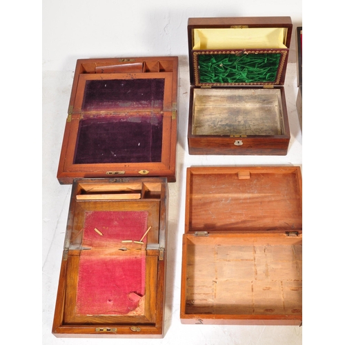 1540 - A collection of 19th century Victorian and early 20th century wooden writing slope boxes. To include... 