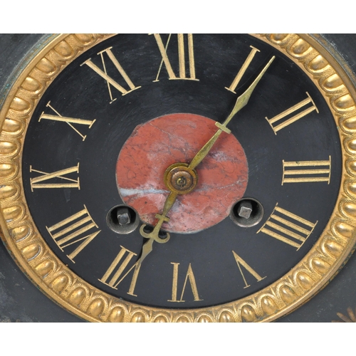 1541 - !!WITHDRAWN!!A 19th century Victorian  slate mantel clock having a urn shaped finial atop a stepped ... 