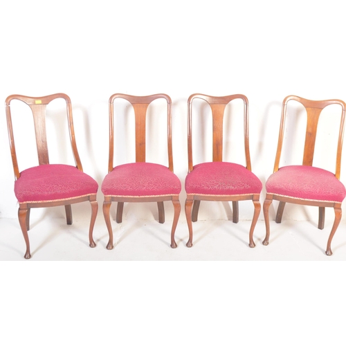 1553 - A set of four early 20th century 1920's mahogany Queen Anne revival dining chairs. Each chain having... 