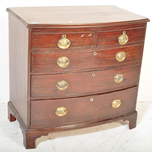 1570 - A George III 19th Century mahogany chest of drawers. Of rectangular form with bow front bordered top... 