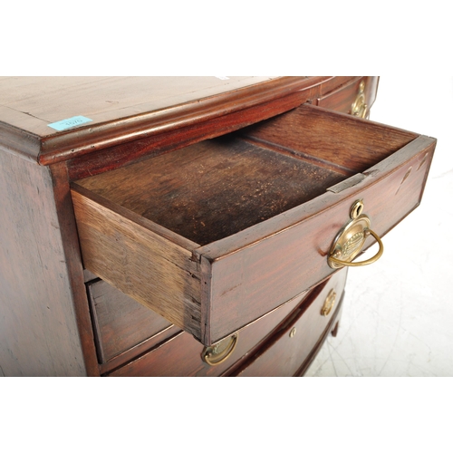 1570 - A George III 19th Century mahogany chest of drawers. Of rectangular form with bow front bordered top... 