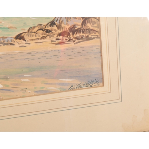 1573 - A pair of mid 20th century circa 1950s signed watercolour on paper of seaside sceneries with beach v... 