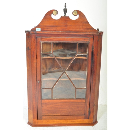 1575 - A 19th century mahogany hanging display cabinet cupboard with glazed door, shelved interior and with... 