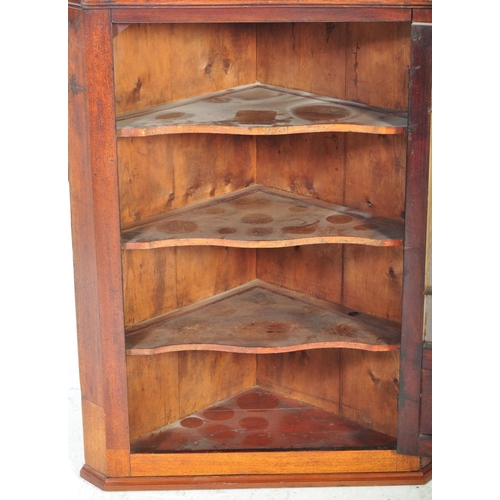 1575 - A 19th century mahogany hanging display cabinet cupboard with glazed door, shelved interior and with... 