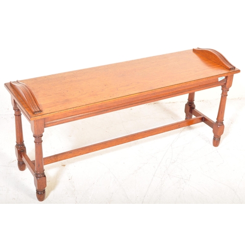 1576 - Victorian 19th century mahogany window seat/piano stool. Raised on turned legs with stretcher having... 