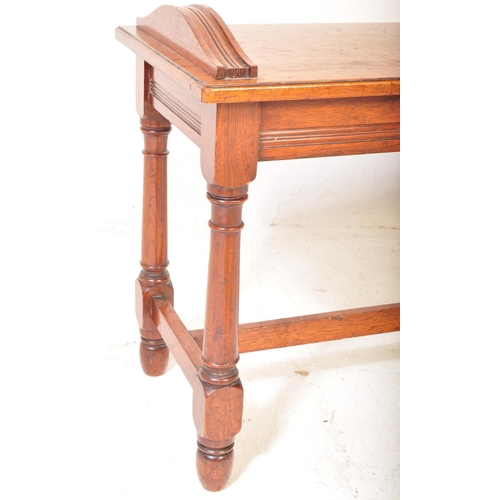 1576 - Victorian 19th century mahogany window seat/piano stool. Raised on turned legs with stretcher having... 