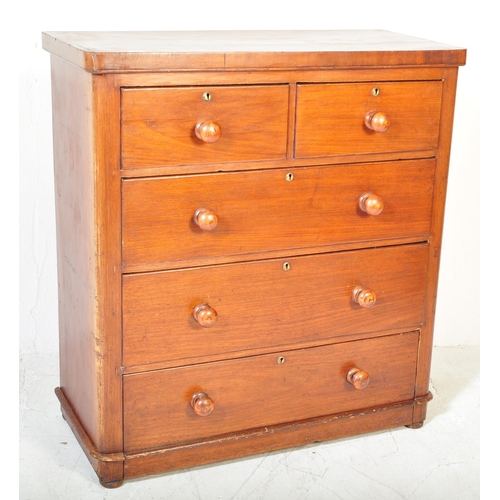 1579 - A Victorian 19th century mahogany 2 over 3 chest of drawers. Raised on a plinth base with short and ... 