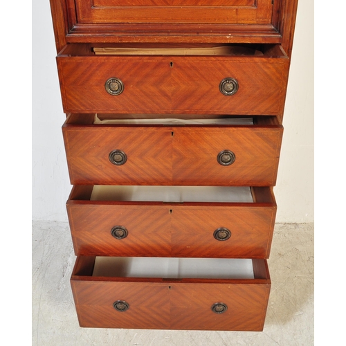 1594 - An  Edwardian mahogany sentry box wardrobe. Of upright form  having cupboard over chest of drawers b... 