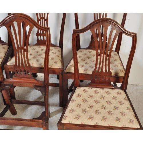 1596 - A Harlequin set of 19th century mahogany Hepplewhite dining chairs of similar design with pierced va... 