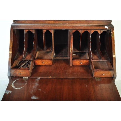 1607 - A 19th Century style revival Queen Anne burr walnut bureau bookcase. Having a double domed top with ... 