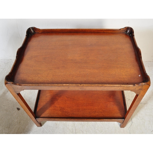 1620 - George III revival mahogany tray top side table with gallery edge having squared supports together w... 