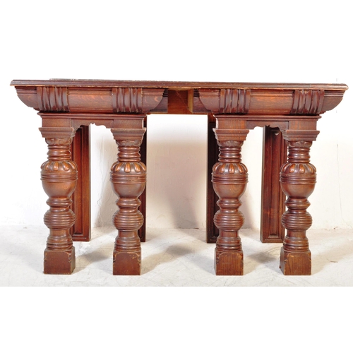 1622 - A 19th Century French mahogany &  marble top console hall table. Of rectangular form with sloping ca... 