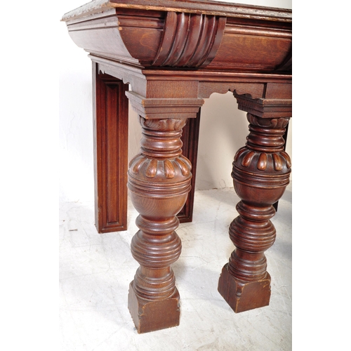 1622 - A 19th Century French mahogany &  marble top console hall table. Of rectangular form with sloping ca... 