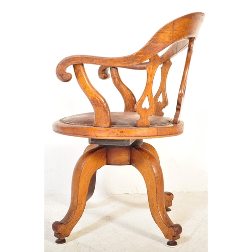 1624 - A 19th Century  Victorian Arts & Crafts walnut inverted heart  desk office swivel revolving chair. H... 