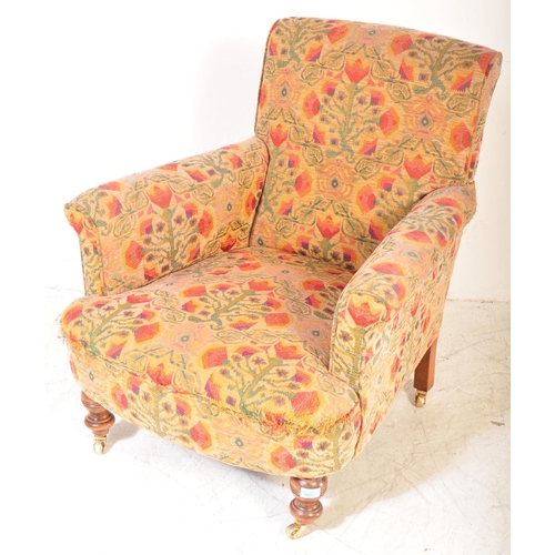 1625 - A 20th Century vintage upholstered needlepoint pattern armchair in the manner of Howard & Sons havin... 