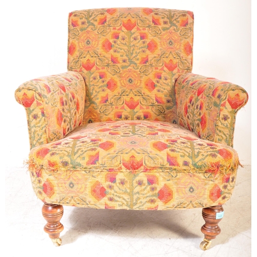 1625 - A 20th Century vintage upholstered needlepoint pattern armchair in the manner of Howard & Sons havin... 