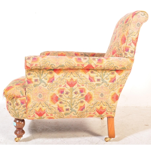 1625 - A 20th Century vintage upholstered needlepoint pattern armchair in the manner of Howard & Sons havin... 