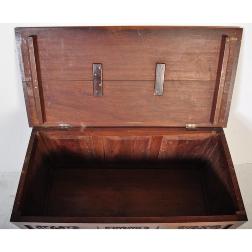 1629 - 19th century Victorian carved oak chest coffer. Raised on stile supports with recessed fielded panel... 