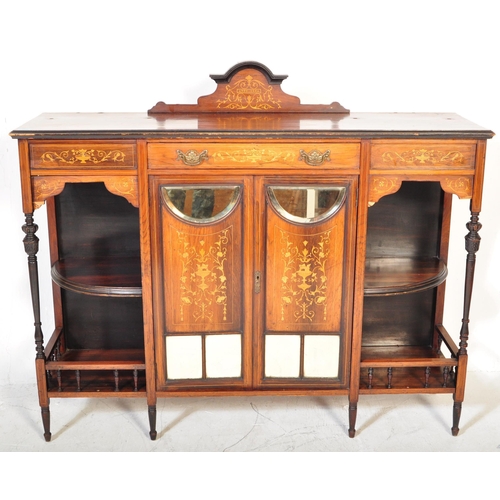 1642 - An Edwardian early 20th century rosewood and marquetry inlaid chiffonier. The pier cabinet having a ... 