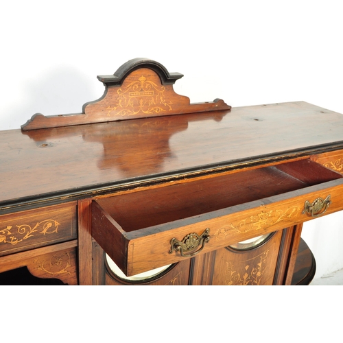 1642 - An Edwardian early 20th century rosewood and marquetry inlaid chiffonier. The pier cabinet having a ... 