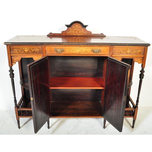 1642 - An Edwardian early 20th century rosewood and marquetry inlaid chiffonier. The pier cabinet having a ... 