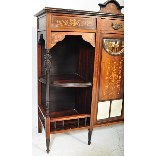 1642 - An Edwardian early 20th century rosewood and marquetry inlaid chiffonier. The pier cabinet having a ... 