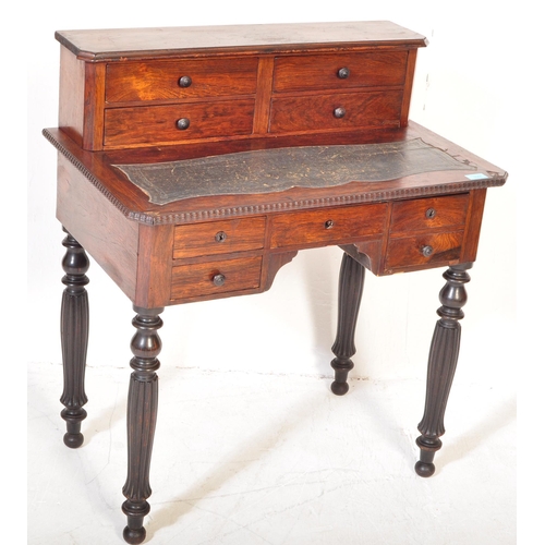 1644 - A 19th century French empire oak wood ladies writing desk. The Bonheur de Jour having a top fully ap... 